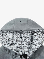 Vintage Faux Fur Hoodedd Leopard Lined Graphic Bomber Jacket