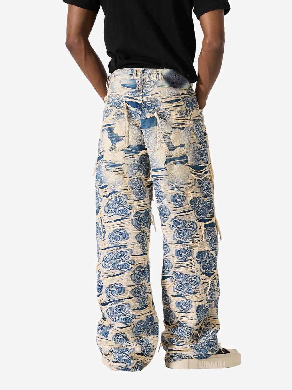 Jacquard Distressed Denim Jeans