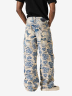 Jacquard Distressed Denim Jeans