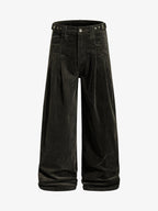 Pleated Corduroy Wide Leg Pants