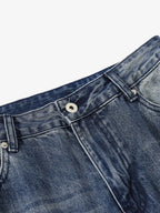 Vintage Washed Distressed Flared Denim Jeans