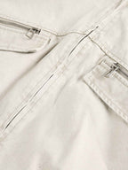 Ruched Sleeve Stand Collar Zip Jacket