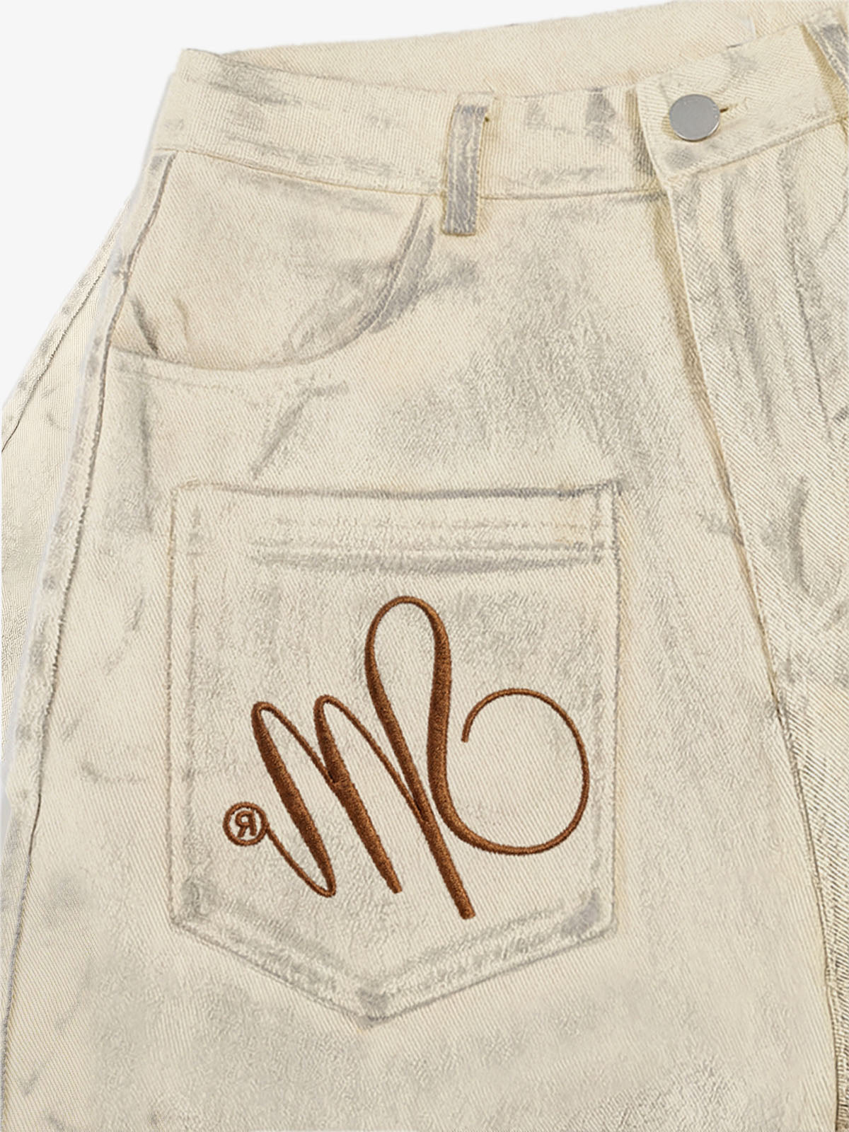 Washed SM Embroidered Wide Leg Pants