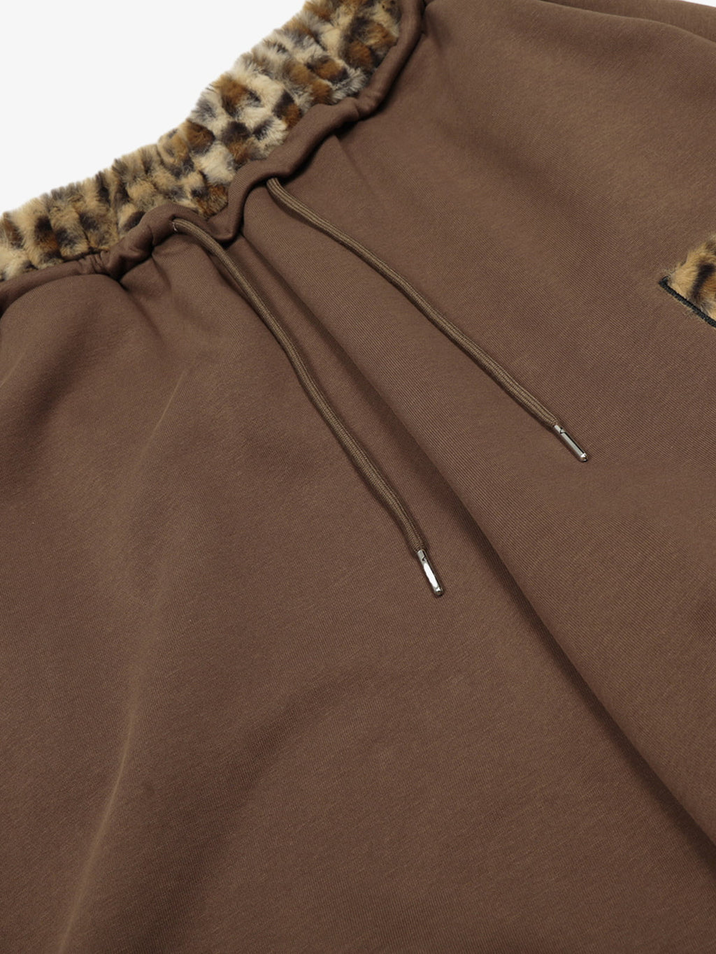 Retro Double-Waist Leopard Patch Barrel Pants - 2564