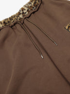 Retro Double-Waist Leopard Patch Barrel Pants - 2564