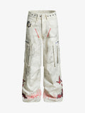 Vintage Dirty-Dyed Washed Wide-Leg Cargo Pants - 2559