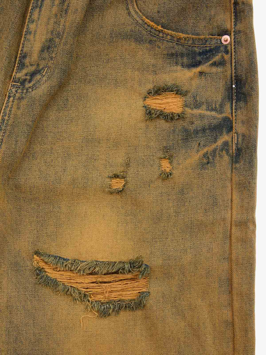 Burnt Orange Distressed Denim Shorts