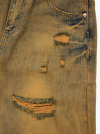 Burnt Orange Distressed Denim Shorts
