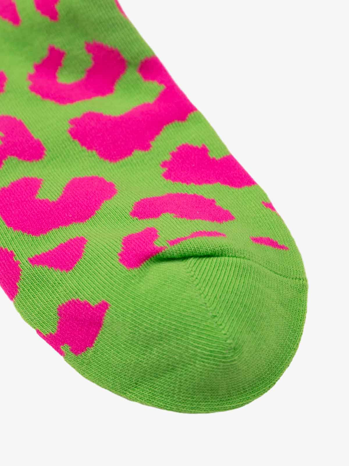 Retro Vibrant Leopard Print Color-Block Crew Socks