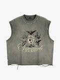 Vintage Washed Cherub Soccer Heart Graphic Sleeveless T-Shirt