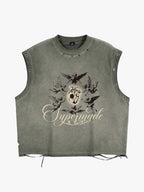 Vintage Washed Cherub Soccer Heart Graphic Sleeveless T-Shirt