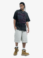 Washed Graffiti Text Print Spray Effect T-Shirt - 2614
