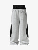 Layered Double-Waistband Wide-Leg Sweatpants