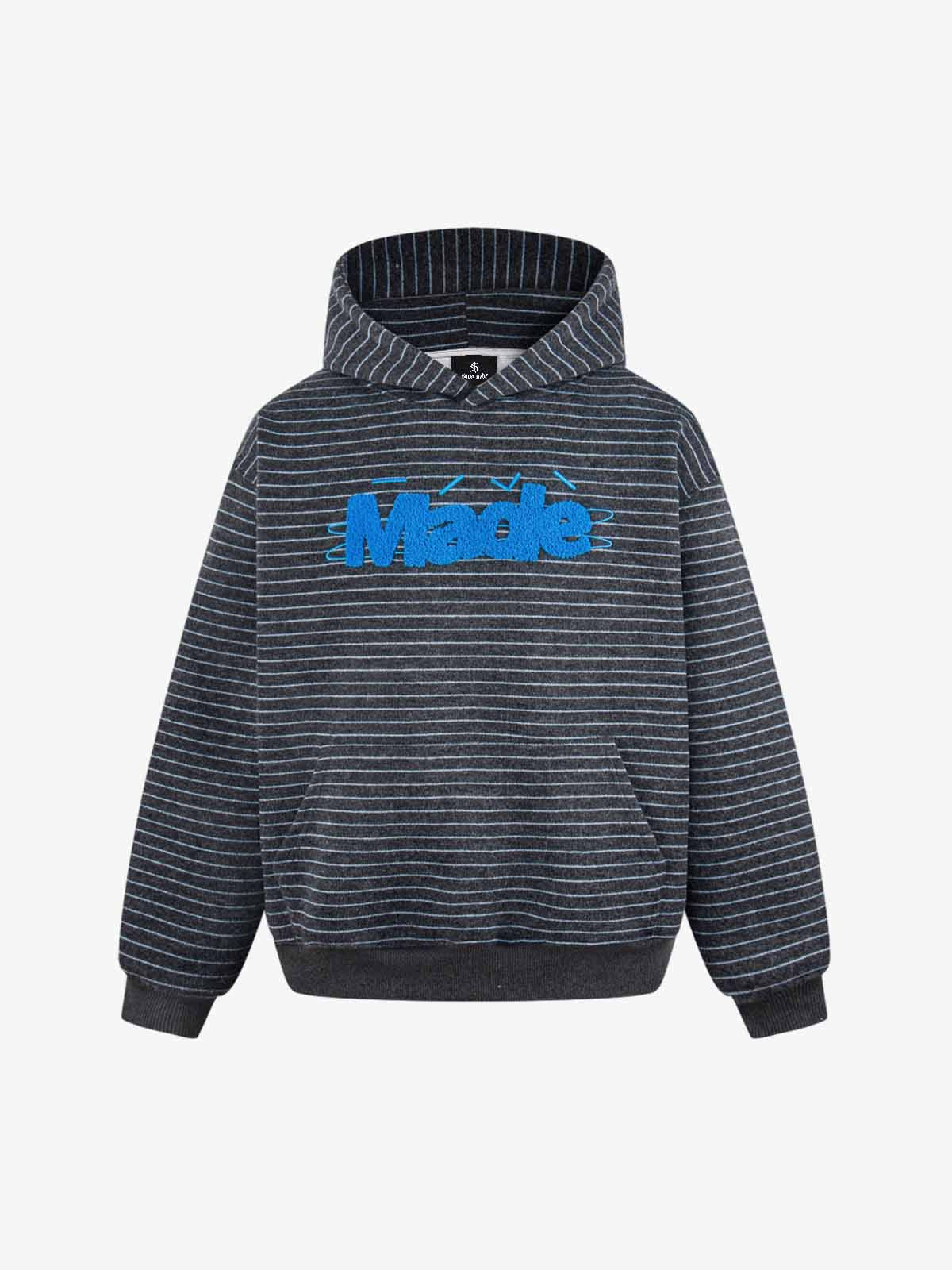 precipice Striped Terry Embroidery "Made" Hoodie