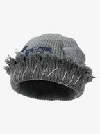 Distressed Denim Patchwork Beanie