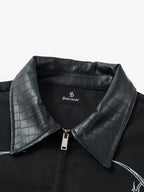 Street Gothic PU Leather Collar With Thorn Print Jacket