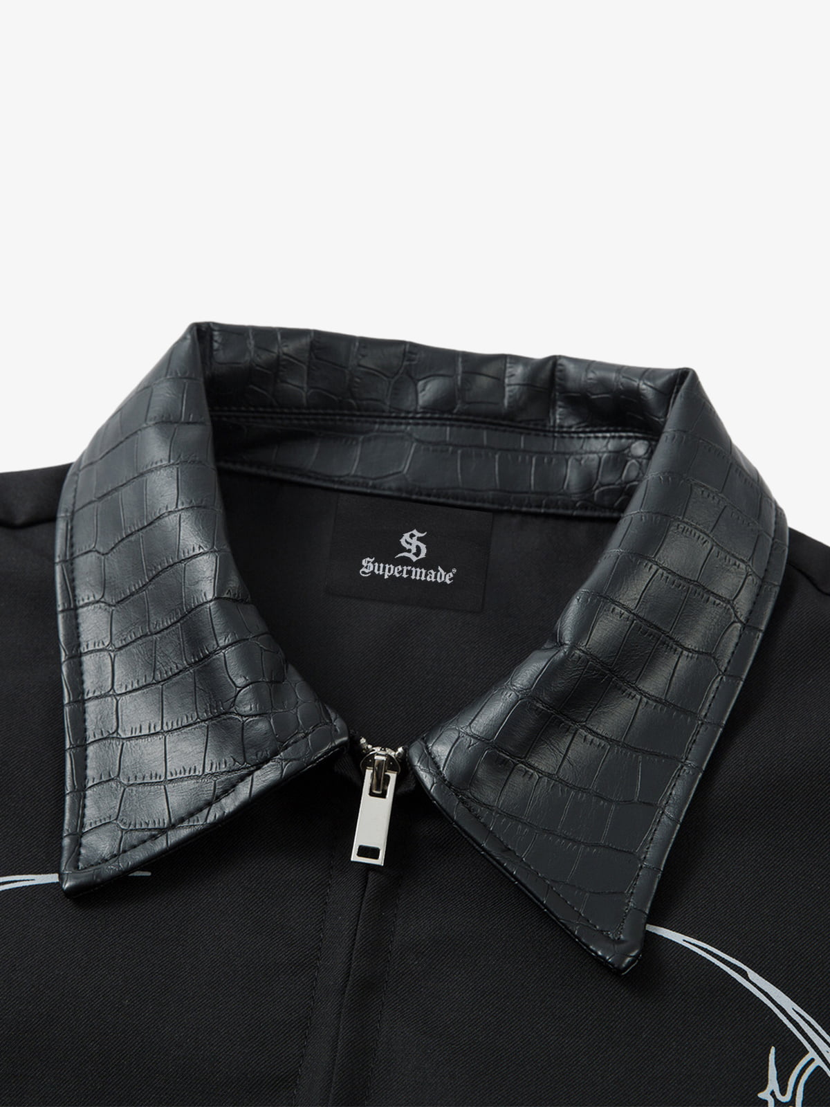 Street Gothic PU Leather Collar With Thorn Print Jacket