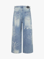 Tie-Dye Distressed Wide Leg Jeans