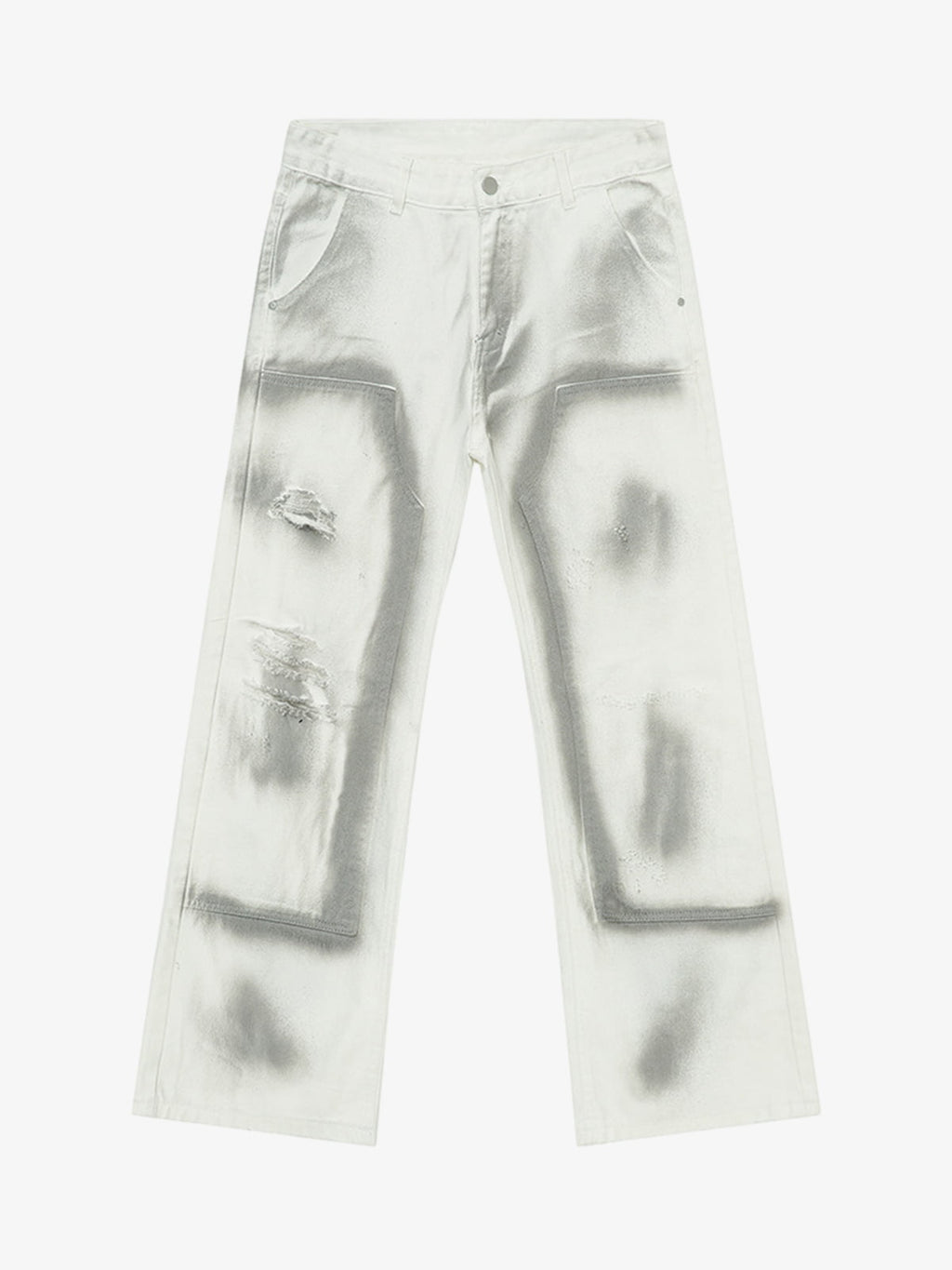 Airbrush Print Sleeveless Vest & Straight Leg Jeans Set