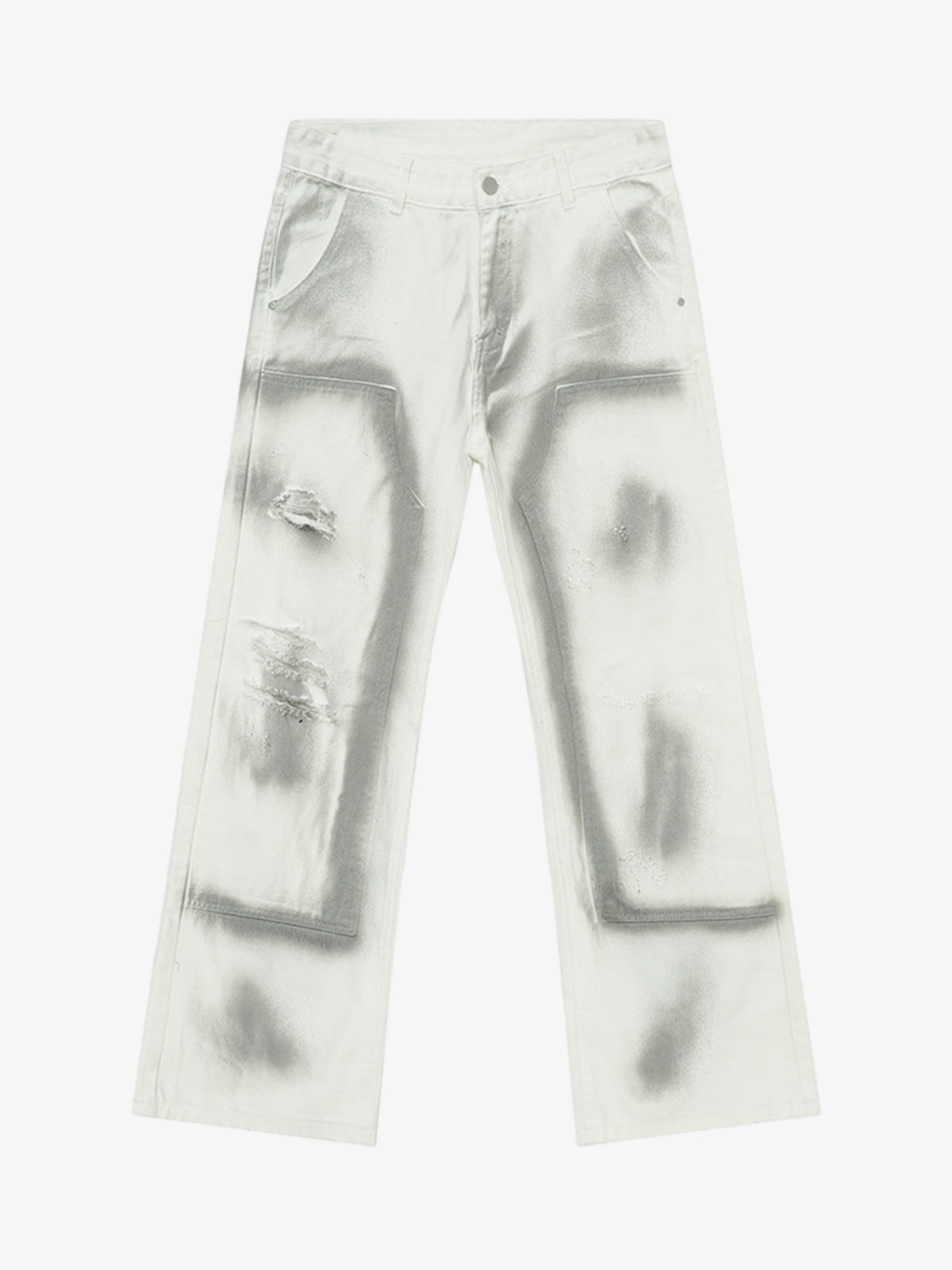 Airbrush Print Sleeveless Vest & Straight Leg Jeans Set