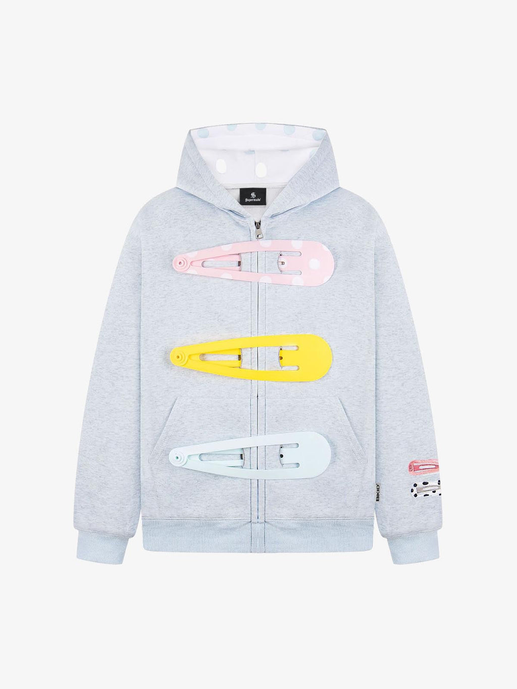 Detachable Hair Clip Decoration Zip Up Hoodie