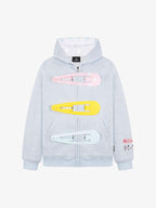 Detachable Hair Clip Decoration Zip Up Hoodie