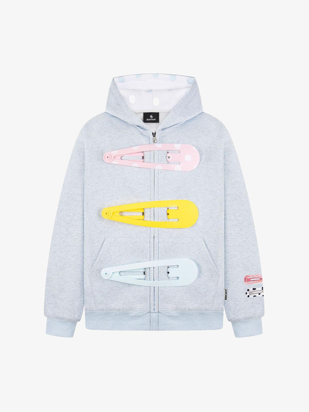 Detachable Hair Clip Decoration Zip Up Hoodie