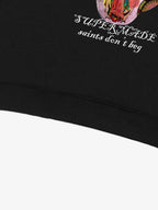 Retro Mouth Design Print Crew Neck Sweatshirt