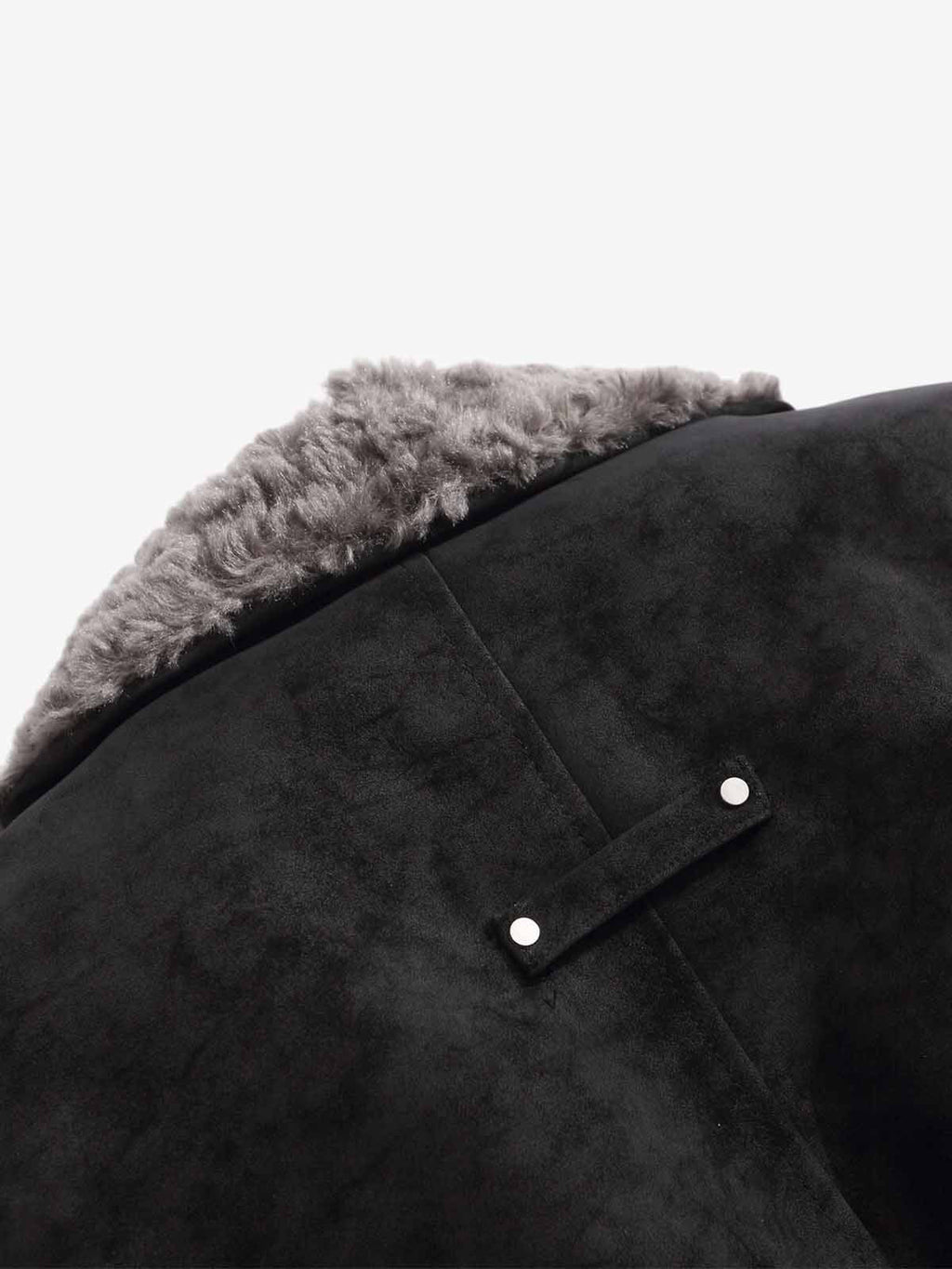 Retro Suede Texture Shearling Collar Fleece Bomber Jacket