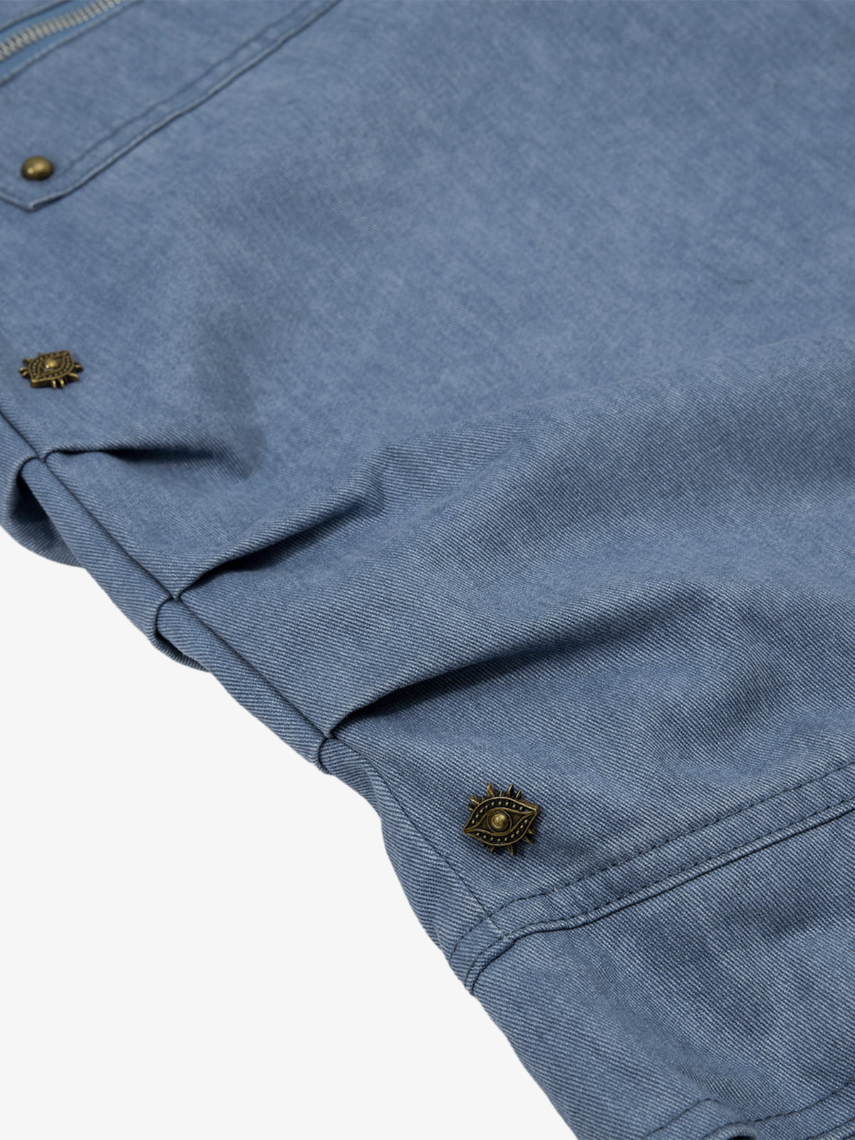Pleated Panel Curved Leg Cargo Cotton Pants