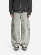 Vintage Washed Multi-Pocket Barrel Jeans