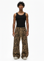 Retro Zebra Print Wide-Leg Lounge Barrel Pants