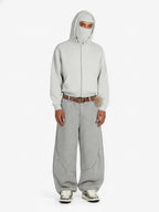 Leopard Belt Fur-Pom Detail Fleece Wide-Leg Pants