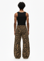 Retro Zebra Print Wide-Leg Lounge Barrel Pants
