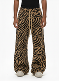Retro Zebra Print Wide-Leg Lounge Barrel Pants
