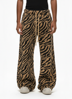 Retro Zebra Print Wide-Leg Lounge Barrel Pants