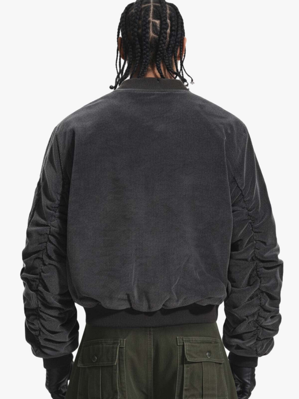 Vintage Washed Corduroy Distressed Bomber Jacket