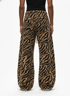 Retro Zebra Print Wide-Leg Lounge Barrel Pants