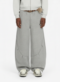 Leopard Belt Fur-Pom Detail Fleece Wide-Leg Pants