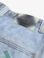 Cartoon Dalmatian Dog Graphic Distressed Washed Jeans