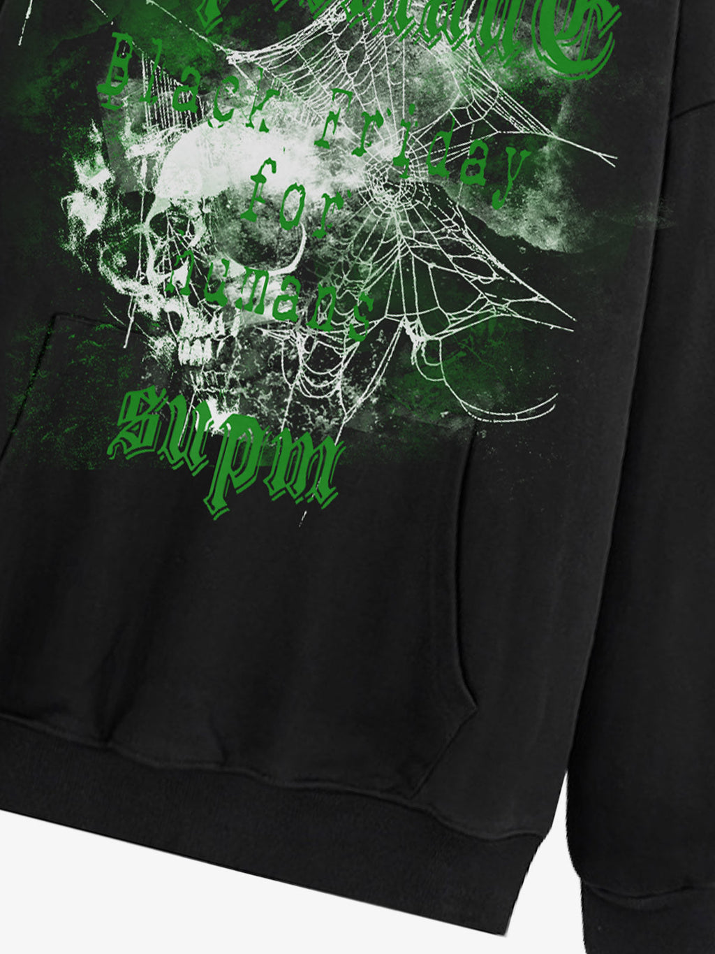 Gothic Skull Spider Web Graphic Hoodie