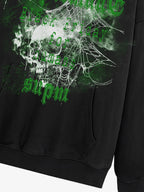Gothic Skull Spider Web Graphic Hoodie
