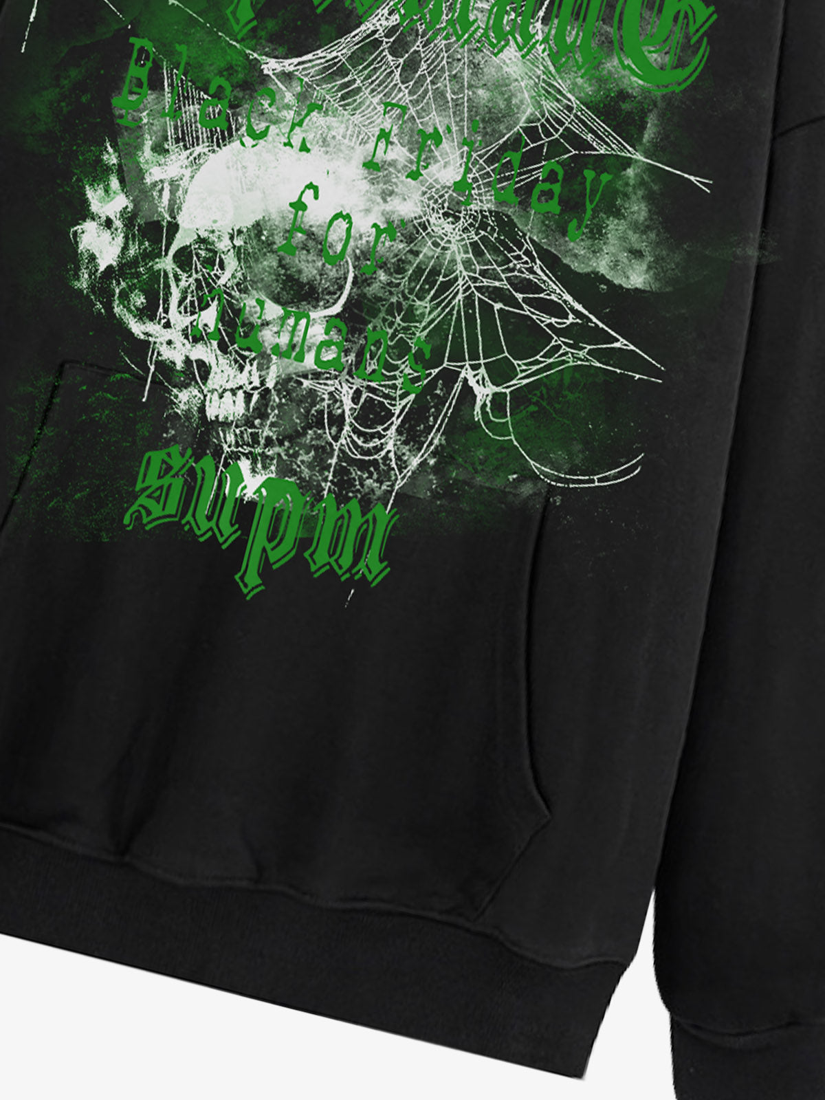 Gothic Skull Spider Web Graphic Hoodie