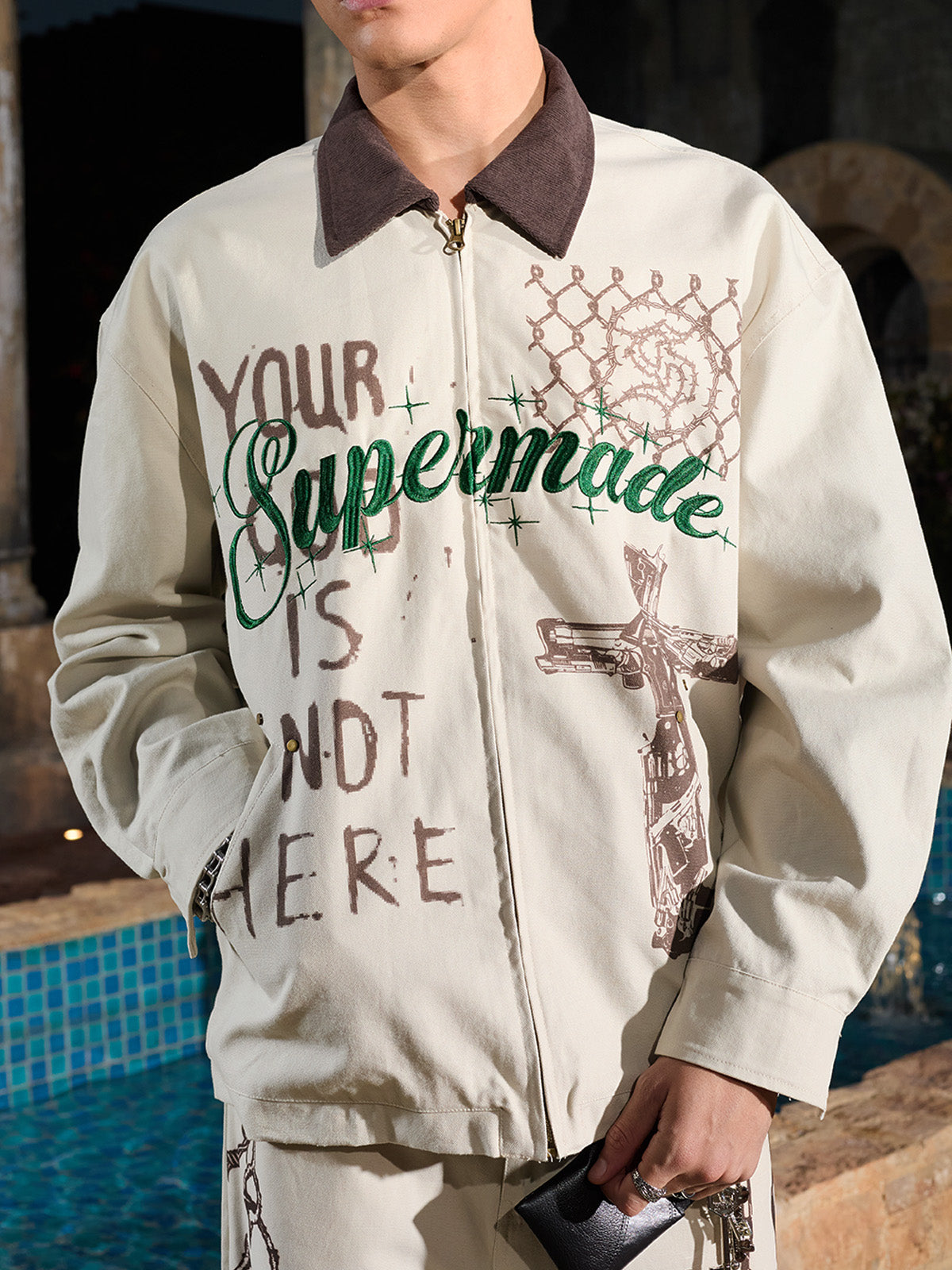 precipice Retro Slogan Embroidered Canvas Set - 2594
