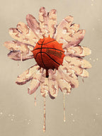 precipice Floral Basketball Ink Splatter Graphic T-Shirt
