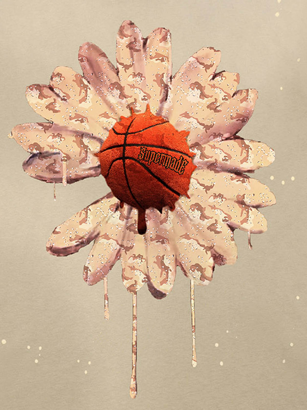 precipice Floral Basketball Ink Splatter Graphic T-Shirt