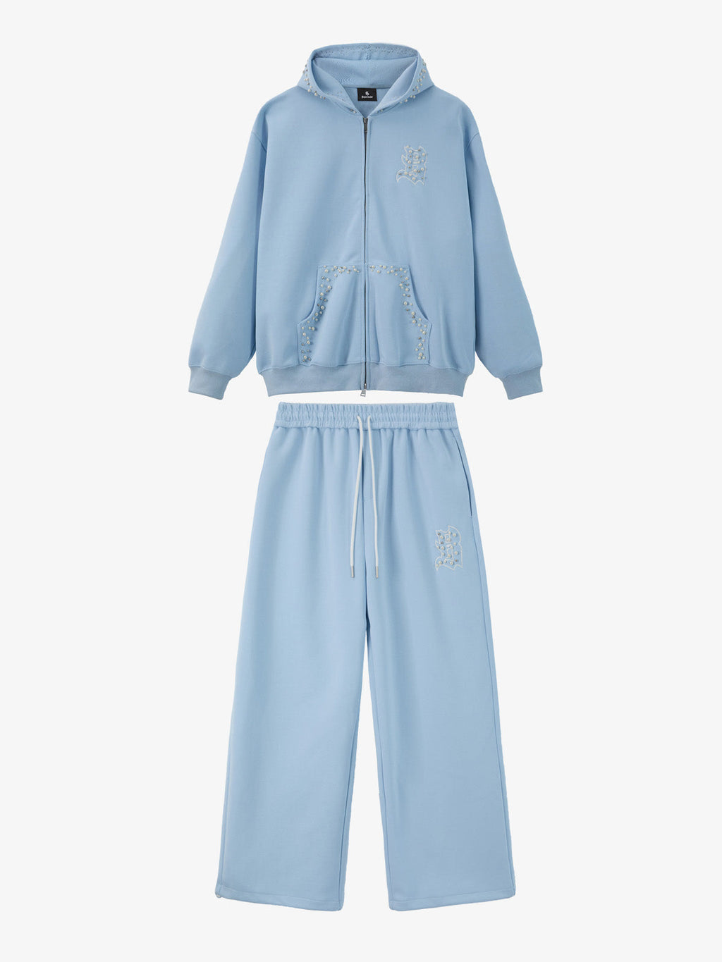 precipice Pearl Embellished Zip Up Set - 2596