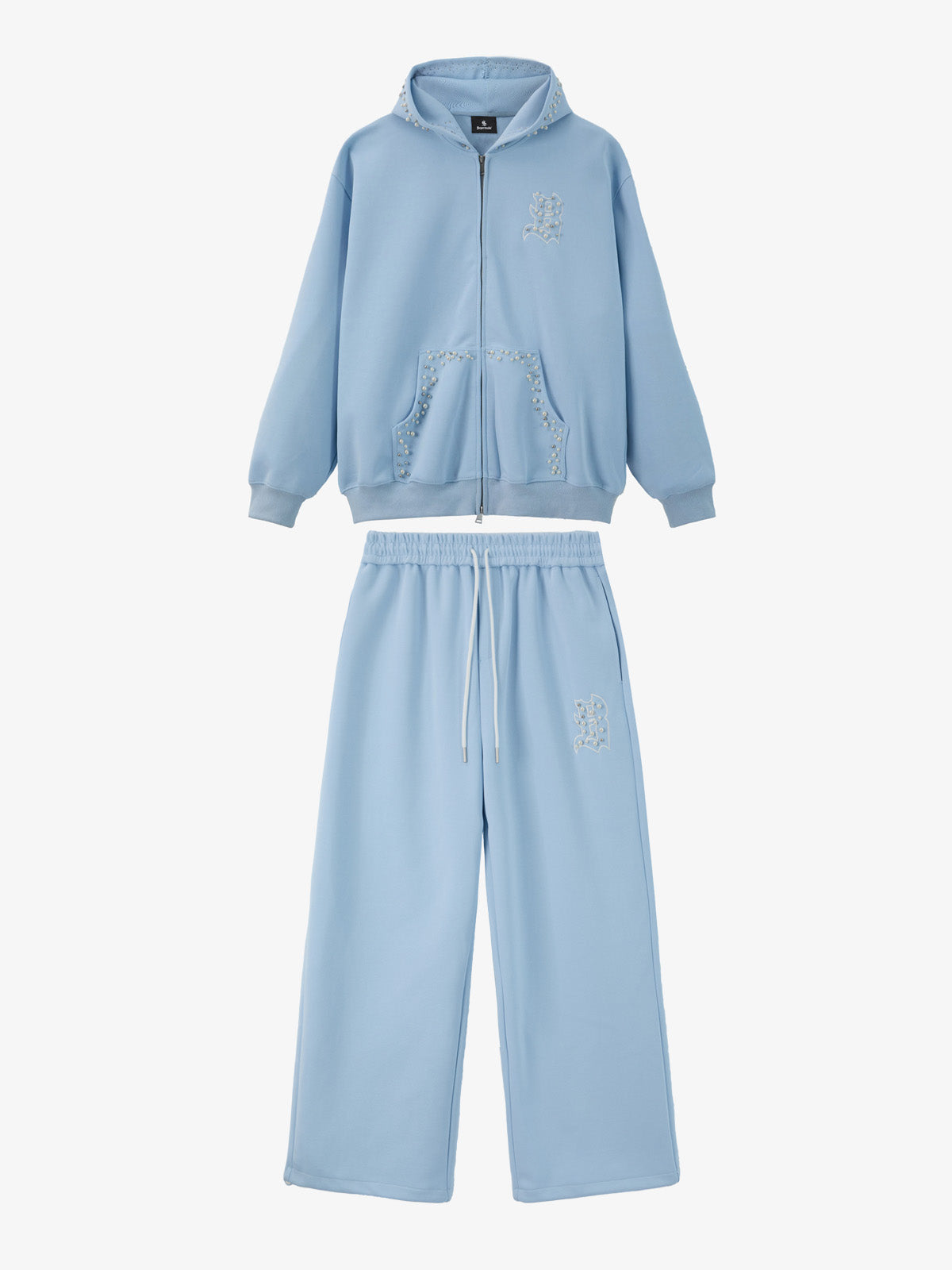 precipice Pearl Embellished Zip Up Set - 2596