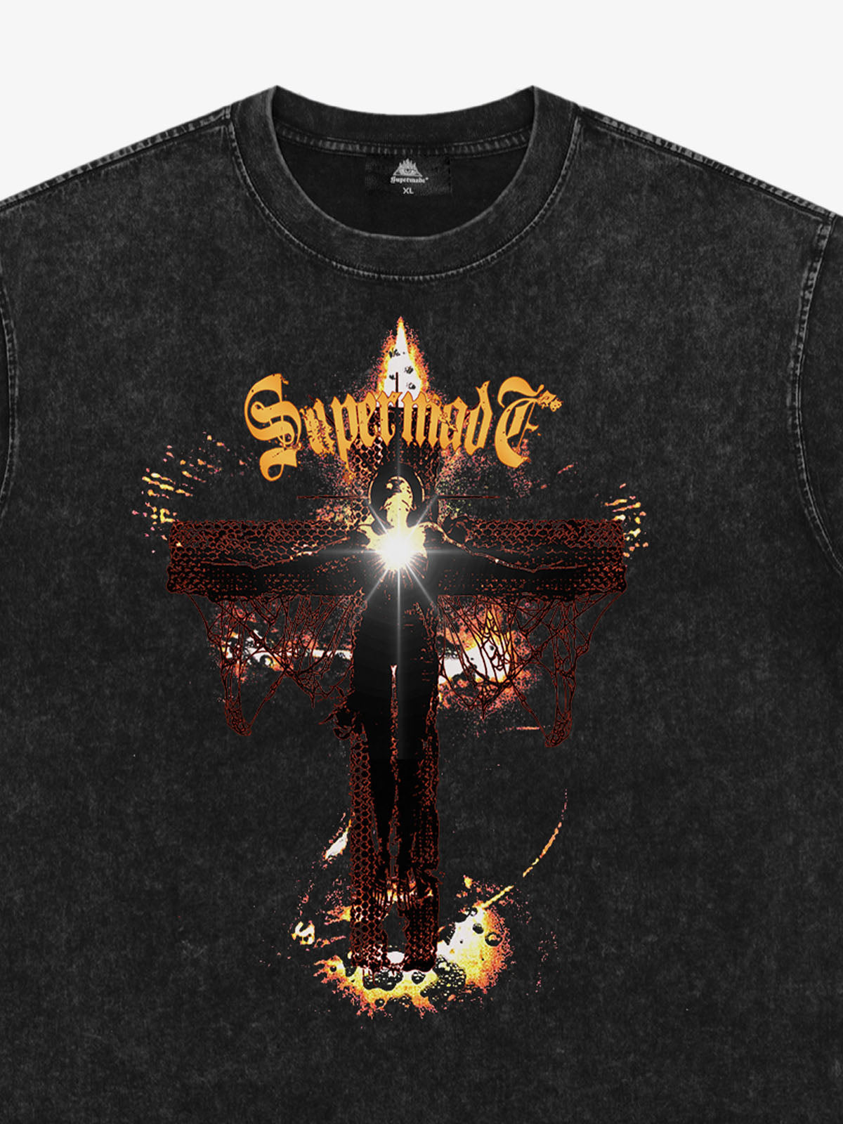 Washed Gothic Cross Graphic T-Shirt