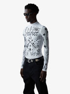 Punk Graphic Mesh Long Sleeve Top